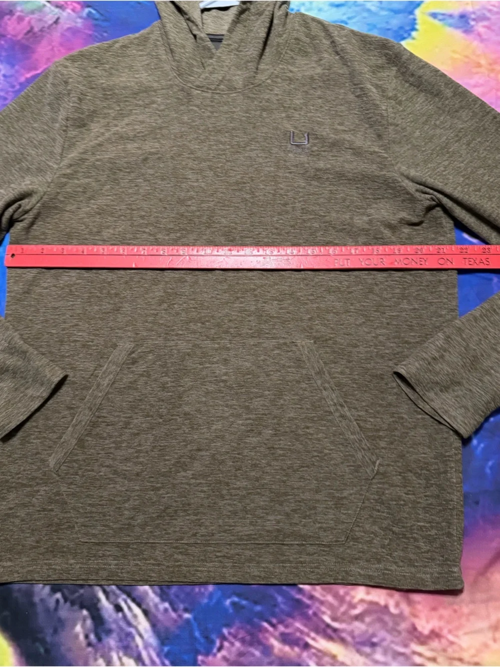 Huk Leeward Olive Green  Lightweight Fleece Pullover Hoodie - Picture 5 of 11